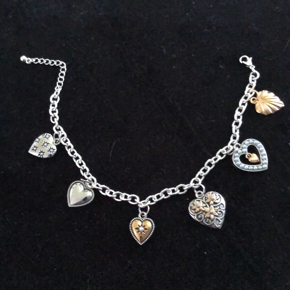Elegant Silver and Gold Heart Charm Bracelet - Picture 10 of 10